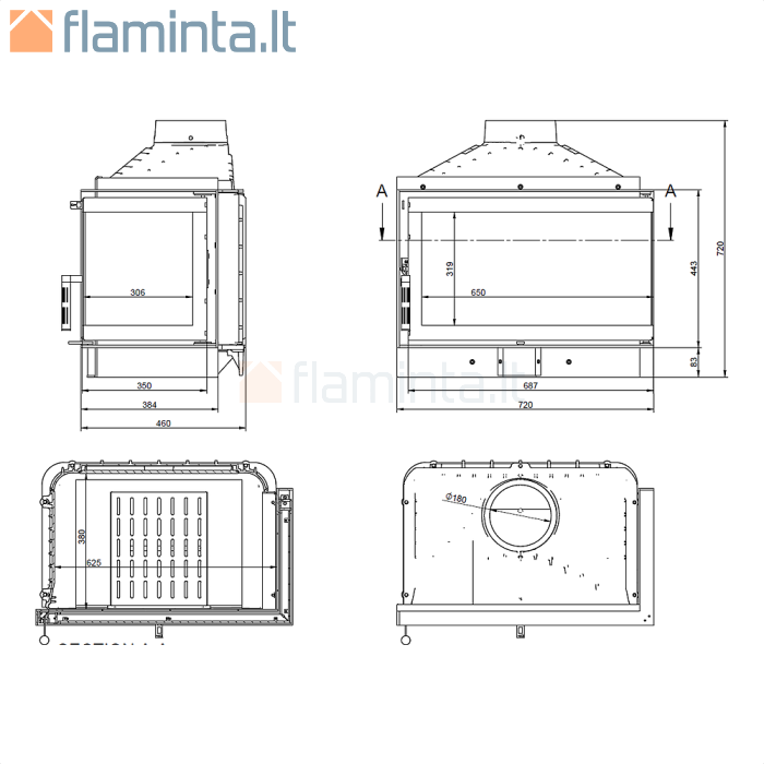 Kampinis židinys Eco Max 7 R Standard D | flaminta.lt