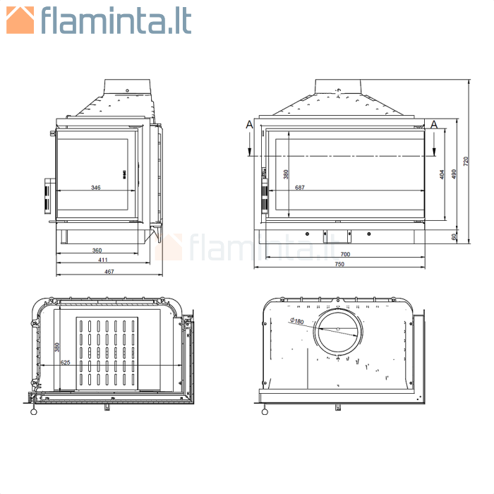 Kampinis židinys Eco iMax 7 R Standard D | flaminta.lt