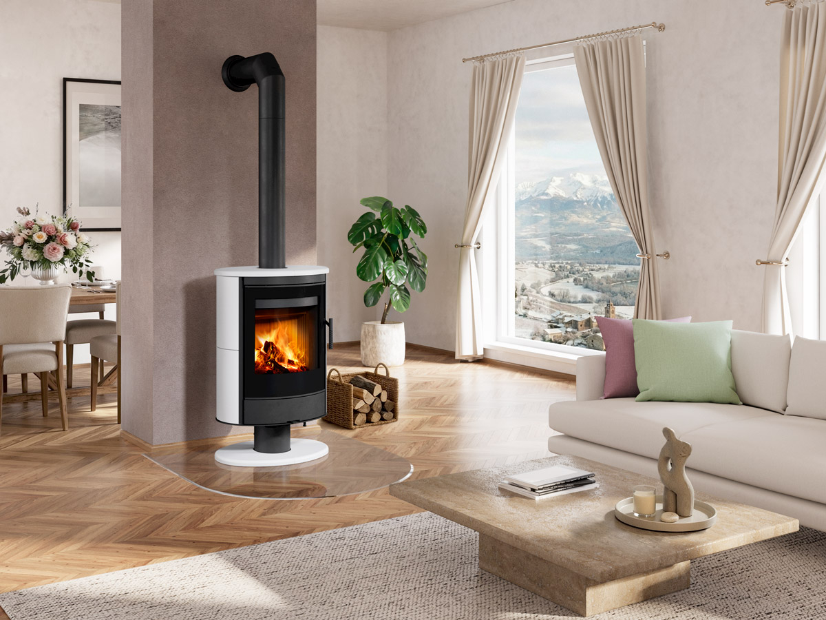 ROMOTOP STROMBOLI G T 10 krosnelė su balta matine keramika 90901 interjere